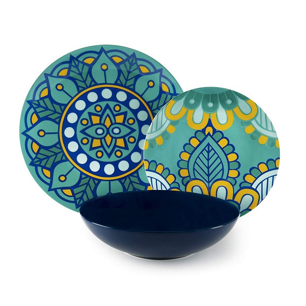 Acquista online Service de table méditerranéen Mandala, porcelaine, multicolore, 18 unités Excelsa